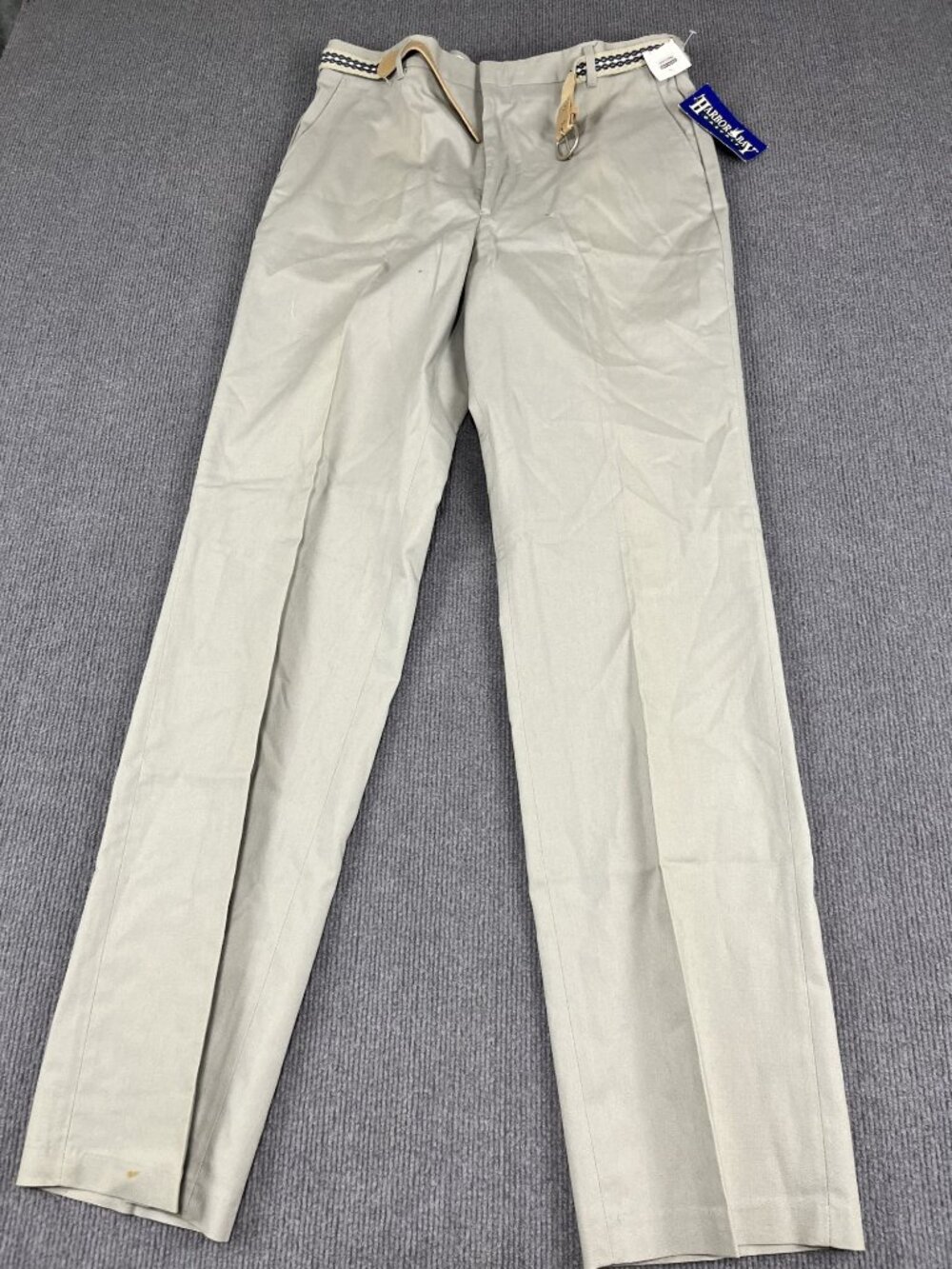 Harbor Bay Mens Big & Tall Khaki Pants With Belt 36x36 Beige NWT